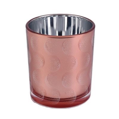 Copper glass candle jars laser engraved patterns