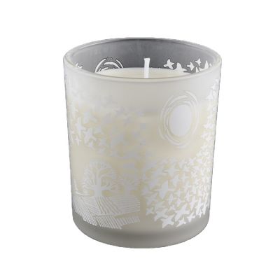 Frosted glass candle jar with painting