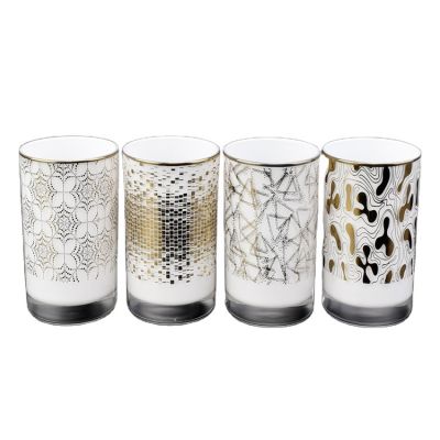 White painted decorative glass candle holders