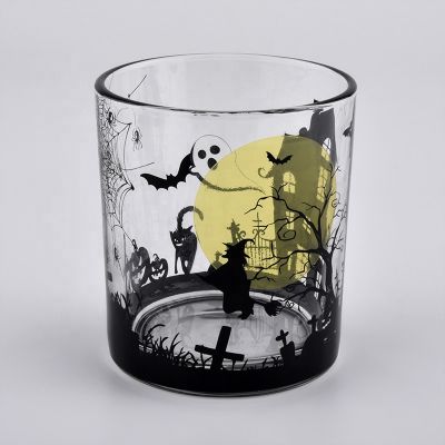 Black White Candle Vessel with Logo and Printing Home Decoration