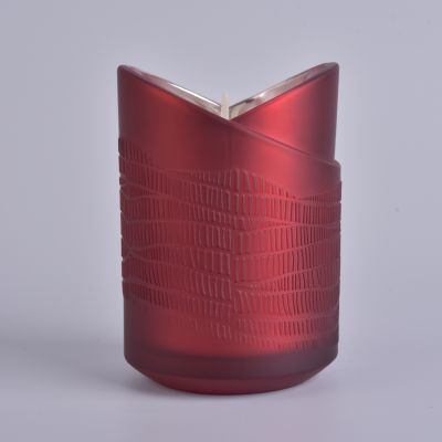 Multi-color Matte Frosted Glass Candle Unique Design Glass Candle Jar