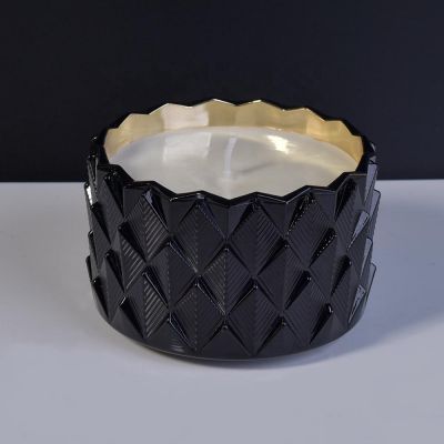 Patent Design Embossed Black Scented candle Holder