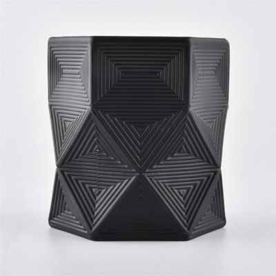 Black Colored Gem cut Glass Candle Containers