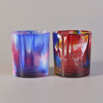 Neon color painted 10oz glass candle jars