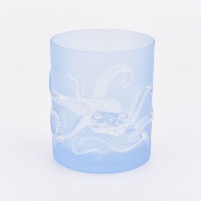Sky blue glass candle holders for home decor