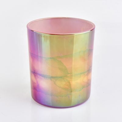 ion plating colorful glass candle holder, 12 oz glass jar for candles