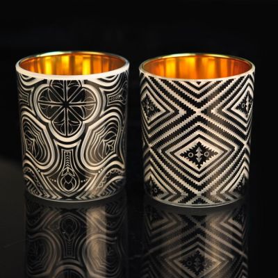 glass candle jars with full printing for Christmas