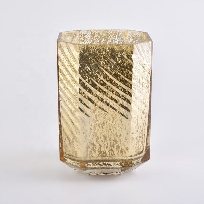 gold mercury hexagonal glass candle holders