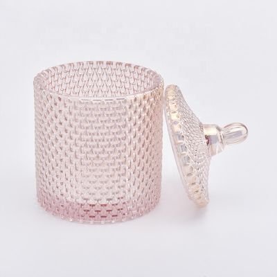 Luxury geo cut glass candle holder with lid
