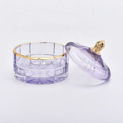 Luxury round votive long glass candle holders with lid