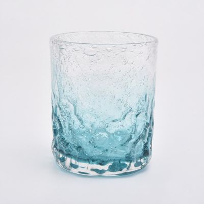8oz bubble pattern aqua green glass candle jar for home decorations
