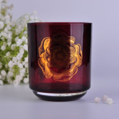 Patent design gold printing glass candle holder wholesales