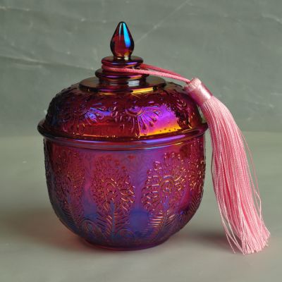 Home decoration wholesales glass candle containers luxury with lid