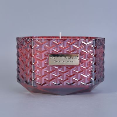 6oz 8oz 10oz Wholesales geometric scented tealight glass candle jar