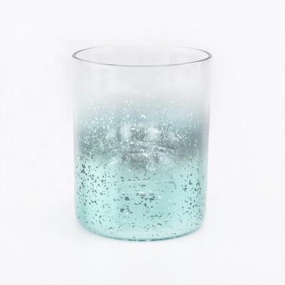 straight colored glass candle vessels with mercury decorations