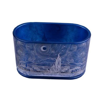 Chinese Custom blue glass candle containers 12oz 14oz