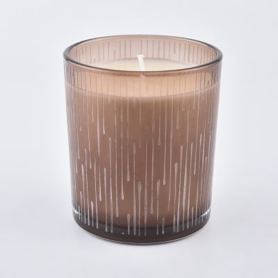 Wholesale glass candle jars with sand surface