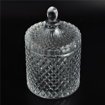 Luxury geo glass candle holder with crystal lid