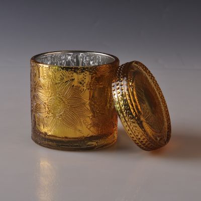 10oz 20oz Wholesales custom flower luxury glass candle jar with lid