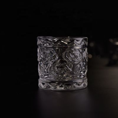 Luxury embossed crystal tealight glass candle container