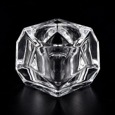 Suppliers glass Polygon clear candle holder 4 oz 8 oz 10 oz