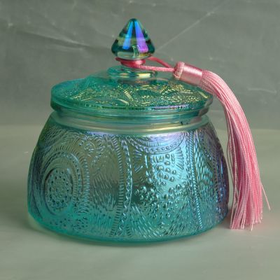 10oz Home decoration luxury customized candle glass container with lid
