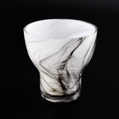 hand made glass vessel with unique design, 320 ml glass candle jar wholesales