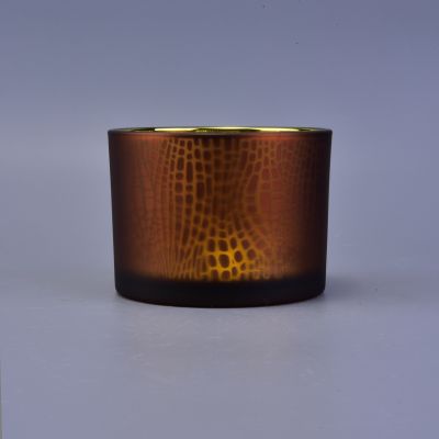 empty glass candle vessels, frosted outside electroplated inside glass candle holder