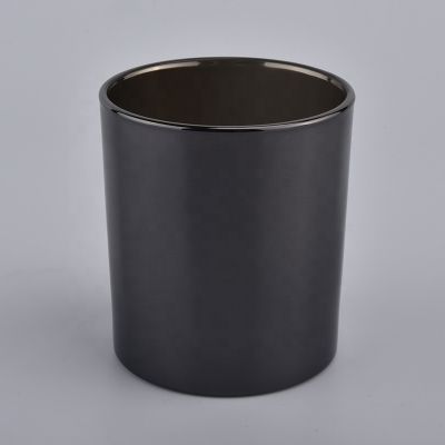 glossy black electroplated glass candle jars