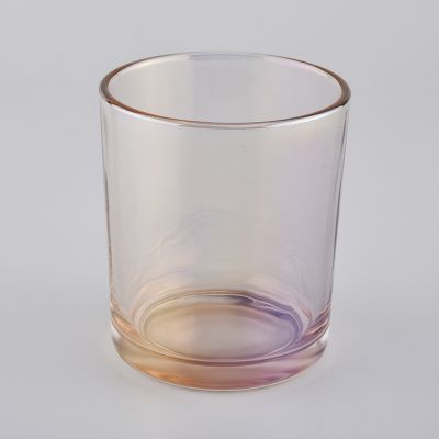 shiny glass candle vessel, decoravive glass candle holders 12 oz
