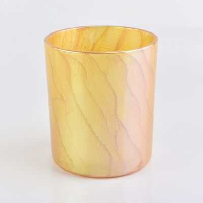 desert effect decorative glass candle jar, yellow glass candle holder for home decor