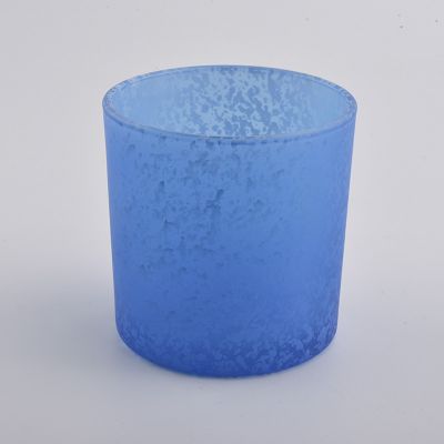 blue glass candle container, large glass vessel for candle making 15 oz
