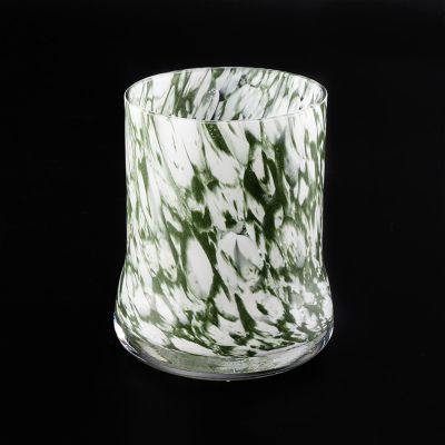 green glossy glass vessel glass candle jar hand made glass jar candle home decoration