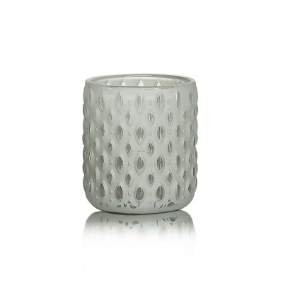 Spray Process Relief Glass Candle Holder For Decoration In Bulk Glass Candle Jar