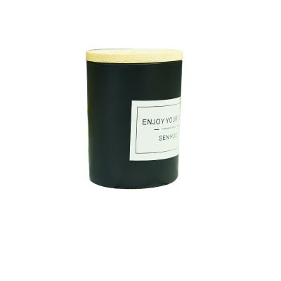 200ml China Supply Frosted glass candle jar with bamboo lid for home wedding decor Custom Logo