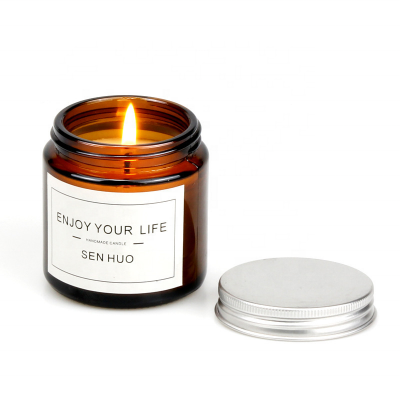 4oz 8oz Amber Glass Jars Empty Cosmetic Containers Candle Jars With Metal Lids