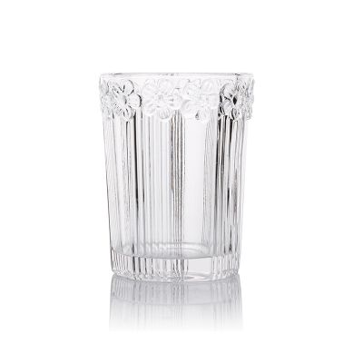 2021 hot sale clear cylinder glass candle jar with wooden lid
