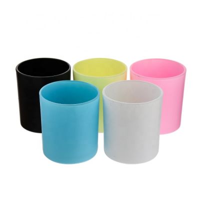 Wholesale 10oz 310ml Pink Blue Black White Clear Frosted Colored Luxury Glass Candle Jars Candle Holder