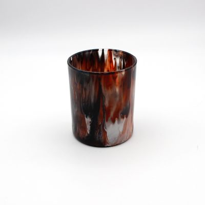 Retro Antique Empty Flow Paint Coloful Candle Holder Glass Jar