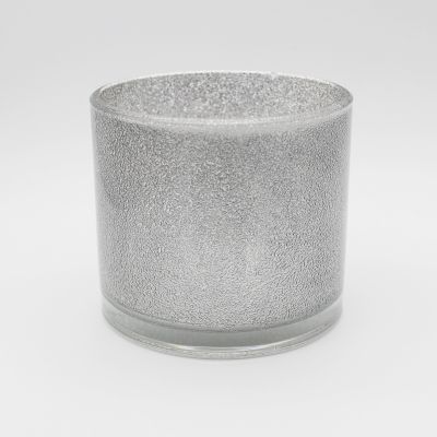 Hot Sale Wide Cylindrical Electroplating Inside Large Glass Candle jar and Hot-Melting Glass Candle Holder