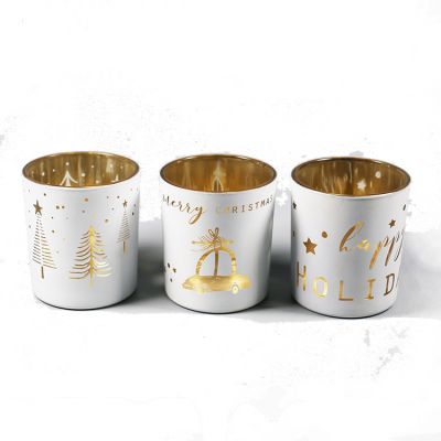 2021 Holiday Style Matt Silver Shiny Gold Unique Glass Candle Jar