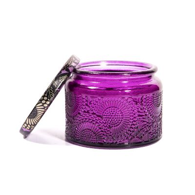 Embossed Glass Candle Jars Containers with Lids Candle Warning Labels