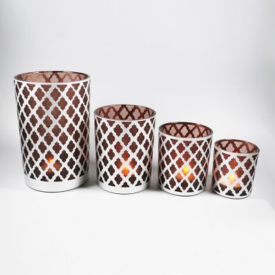 Mouth Blown Decorative Glass Latticed Candle Holder 2020