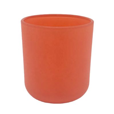 Wholesale Glass Cup Frosted Candle Vessel Matt Red Candle Glass Jar