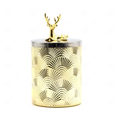 NEW Gold Candle Empty Jar Glass Candle Jars and Lids