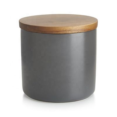 8oz 10oz 12oz Matte White Container Wholesale Smoky Gray Glass Candle Jar With Wooden Lid