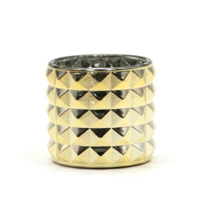 Wholesale Gold Empty Candle Jars Electroplated Glass Candle Holder Jar