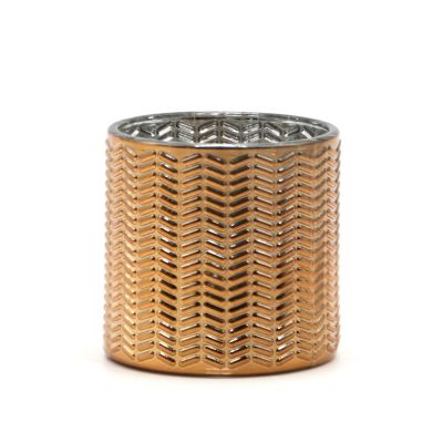Wholesale Glass Candle Holder Gold Brass Empty Candle Jar