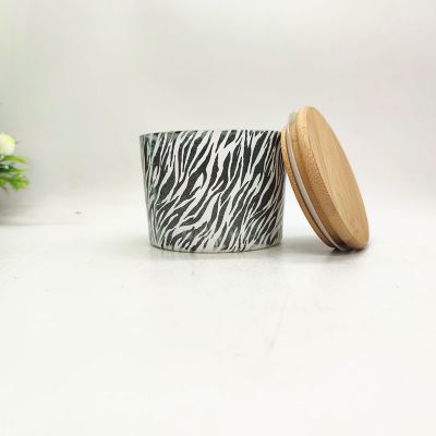 Wide glass jar with lid custom hydrographics transfer printing