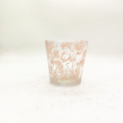 Wide mouth pink tattoo English alphabet blessing glass candle holder
